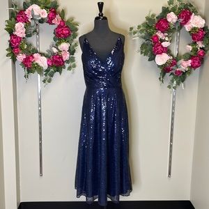 Stunning  Midnight tea length sequin  formal dress!